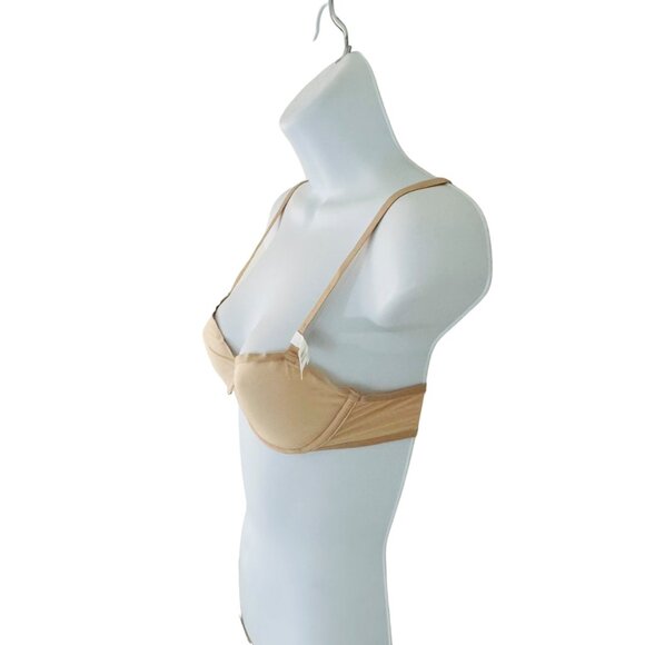 Aerie Women's Size 32B Smoothez Balconette Sheer Mesh Underwire Beige Br… - Picture 2 of 3